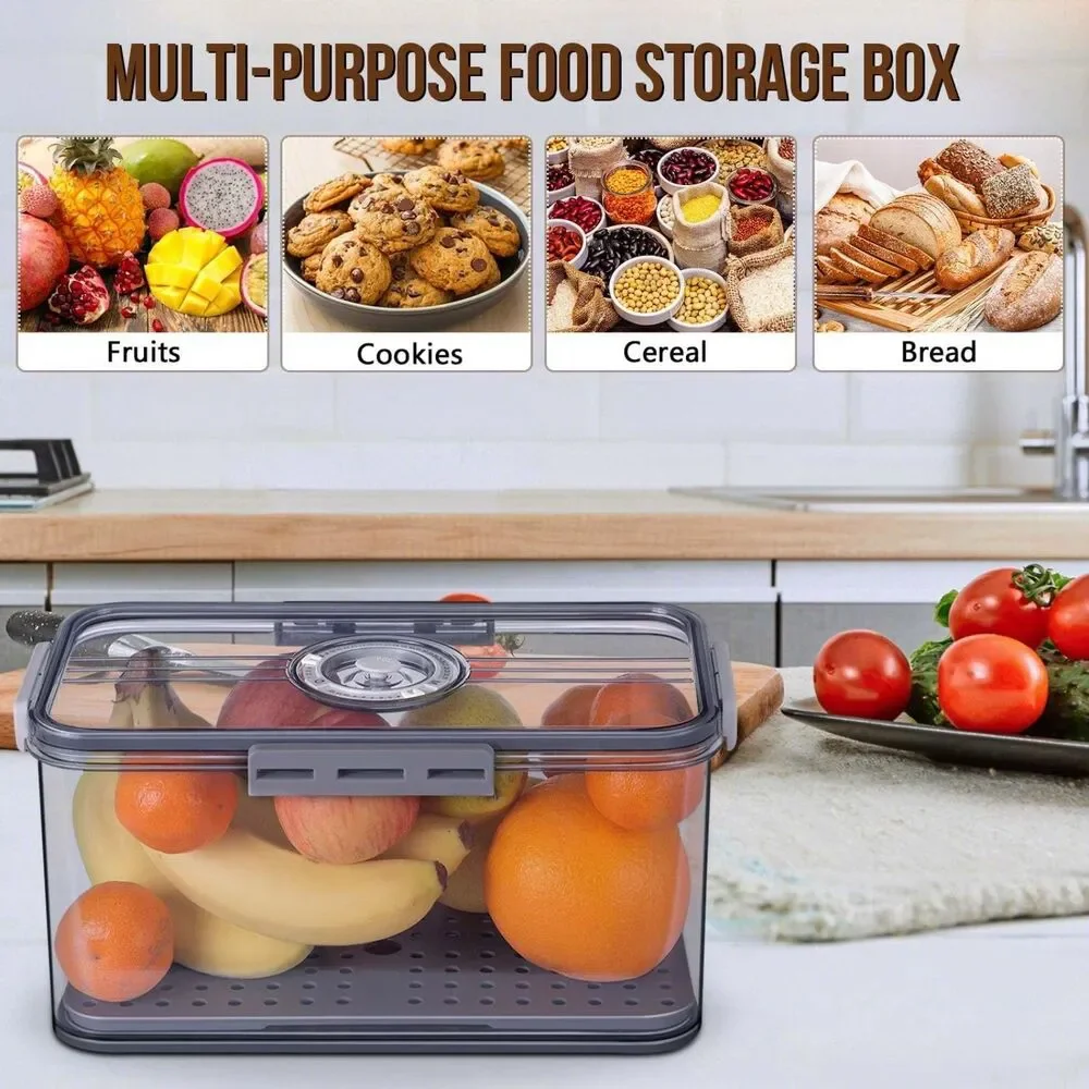 Airtight Bread Box with Time Recording - Grey